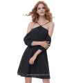 Kate Kasin Sexy Women&#39;s Summer Open Shoulders Cold-Shoulder One Piece Black A-Line Vestido KK000643-1